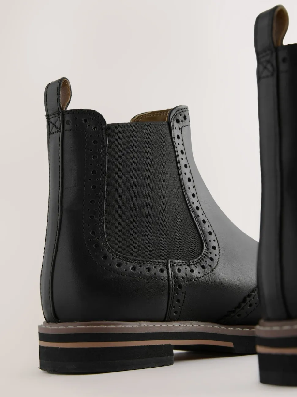 Black Leather Forever Comfort® Brogue Detail Chelsea Boots