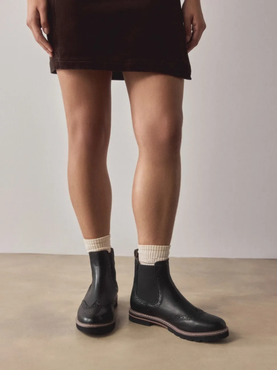 Black Leather Forever Comfort® Brogue Detail Chelsea Boots