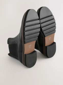 Black Leather Forever Comfort® Brogue Detail Chelsea Boots