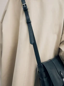 Black Leather Pocket Messenger Bag