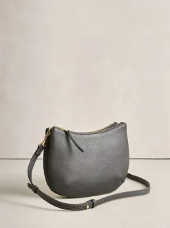 Black Leather Scoop Cross-Body Bag