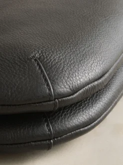 Black Leather Scoop Cross-Body Bag