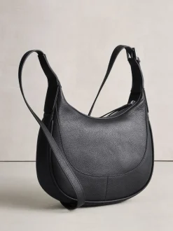 Black Leather Scoop Cross-Body Bag