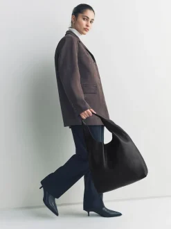 Black Leather Slouchy Shoulder Bag