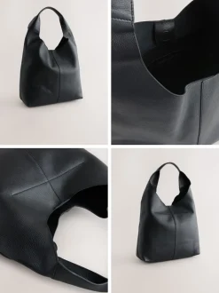 Black Leather Slouchy Shoulder Bag