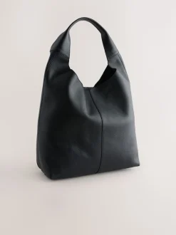 Black Leather Slouchy Shoulder Bag