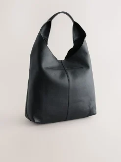 Black Leather Slouchy Shoulder Bag