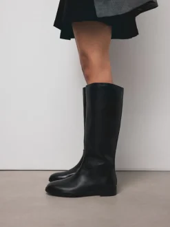Black Leather Standard/Wide Fit Forever Comfort® Flat Riding Boots