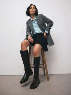 Black Leather Standard/Wide Fit Forever Comfort® Flat Riding Boots