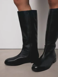 Black Leather Standard/Wide Fit Forever Comfort® Flat Riding Boots