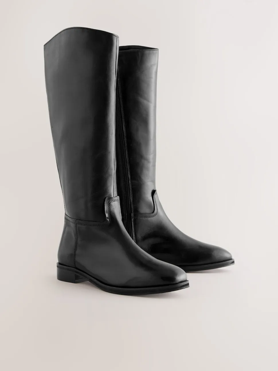 Black Leather Standard/Wide Fit Forever Comfort® Flat Riding Boots