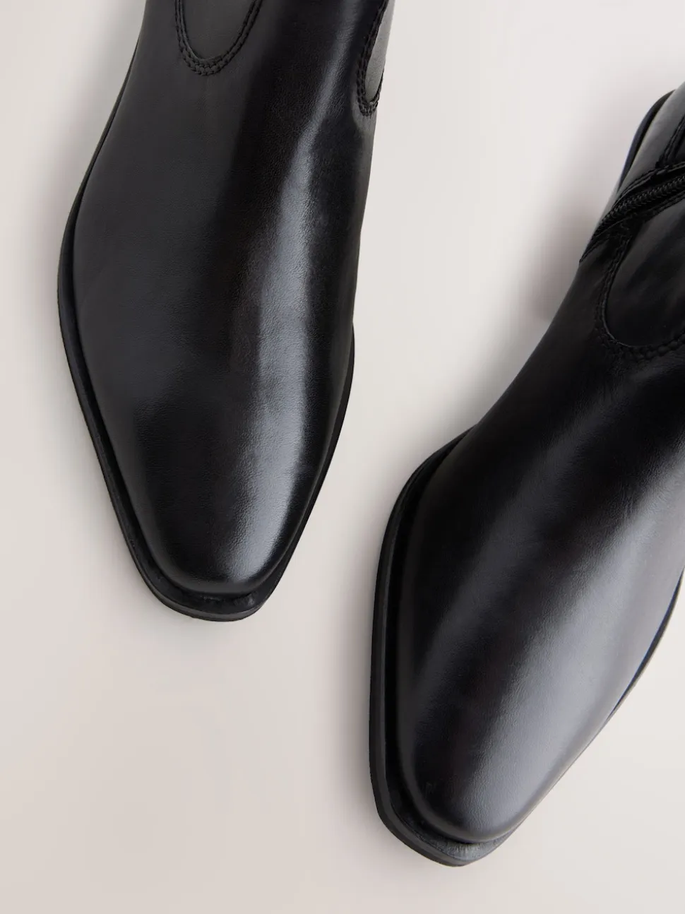 Black Leather Standard/Wide Fit Cowboy Block Heel Ankle Boots