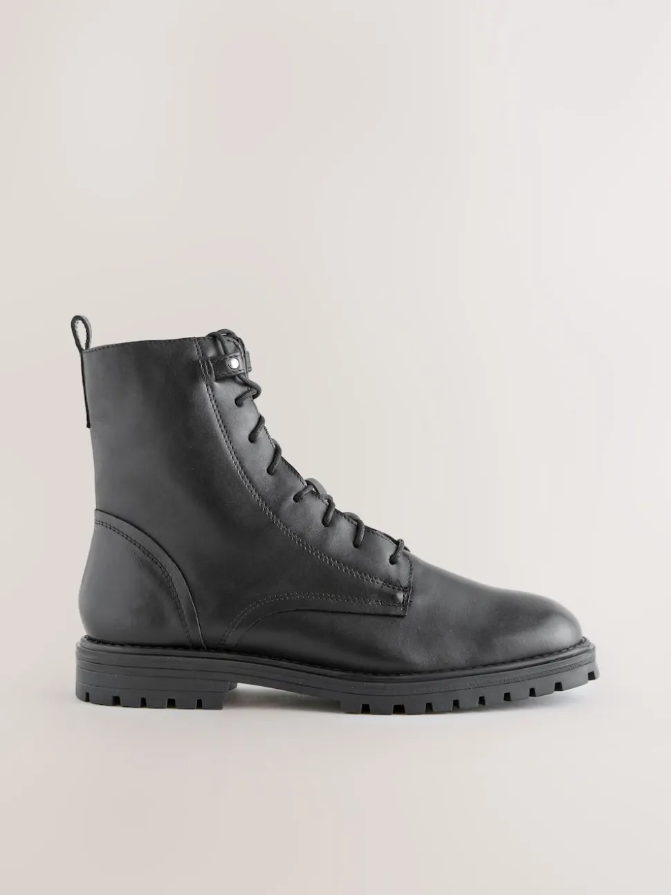 Black Leather Standard/Wide Fit Forever Comfort® Square Toe Lace-Up Boots