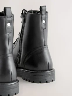 Black Leather Standard/Wide Fit Forever Comfort® Square Toe Lace-Up Boots