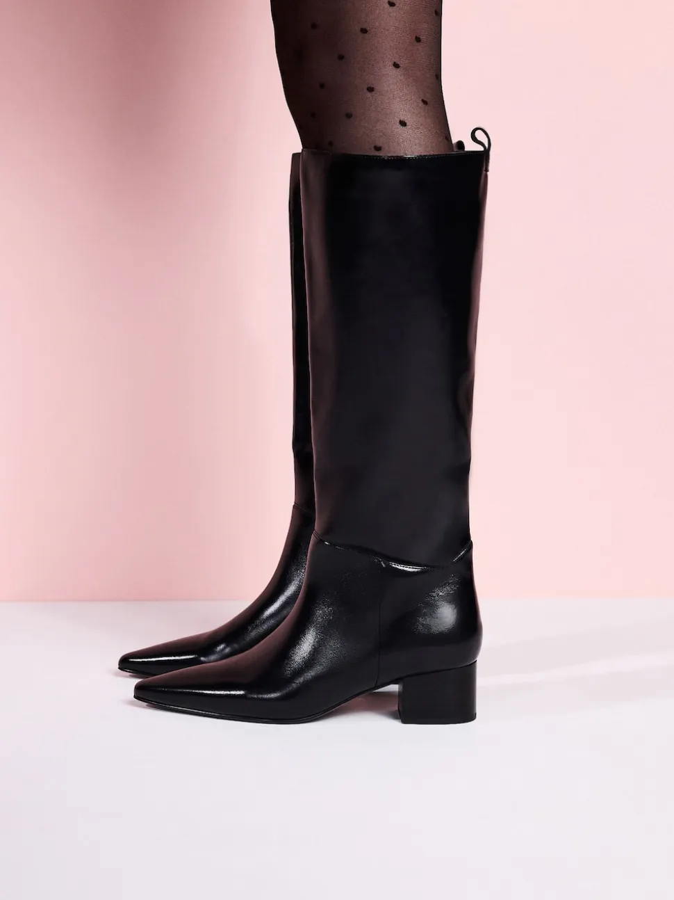 Black Leather Tabitha Simmons x Next Cassidy Knee High Block Heel Boots