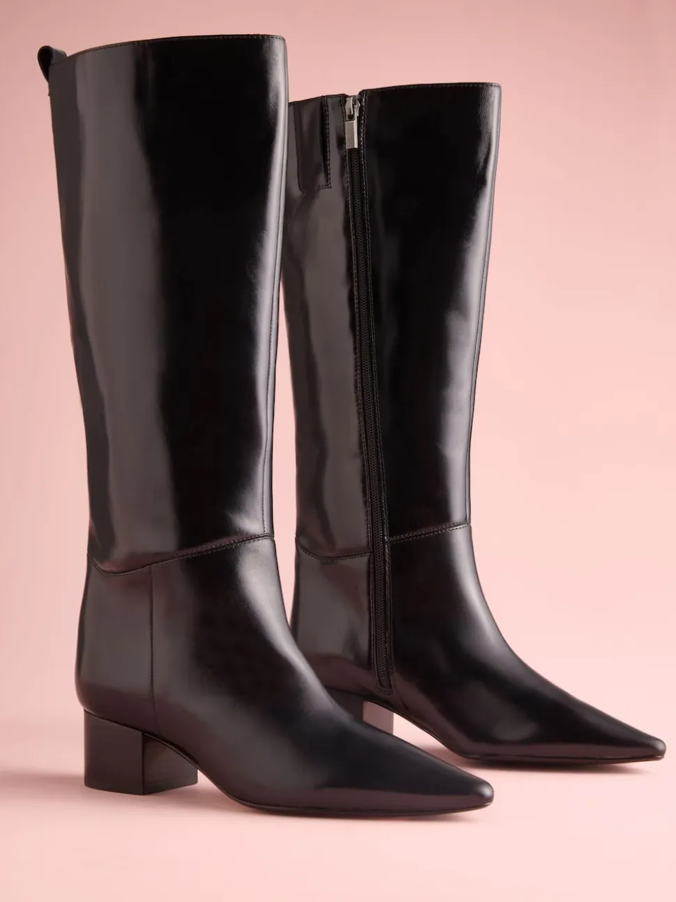 Black Leather Tabitha Simmons x Next Cassidy Knee High Block Heel Boots