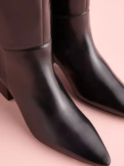 Black Leather Tabitha Simmons x Next Cassidy Knee High Block Heel Boots