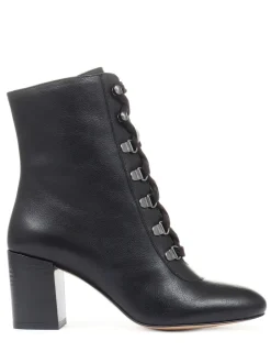 Black Liana Lace-Up Heeled Ladies Ankle Boots