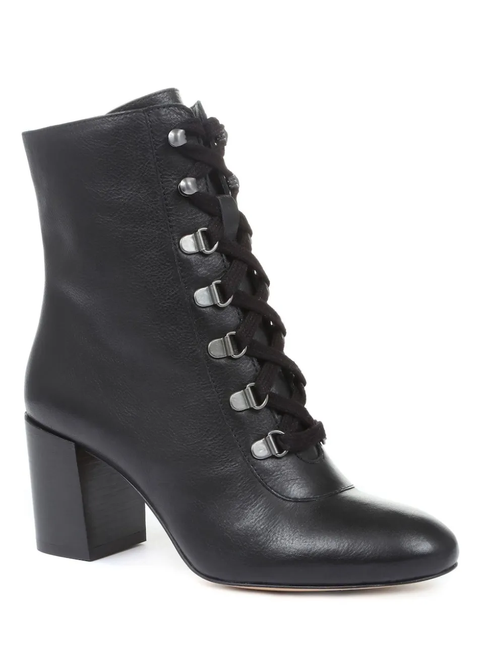 Black Liana Lace-Up Heeled Ladies Ankle Boots