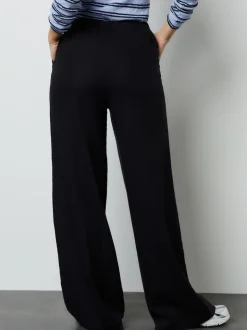 Black Linen Blend Wide Leg Trousers