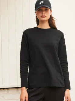 Black Long Sleeve Heavyweight Crew Neck T-Shirt