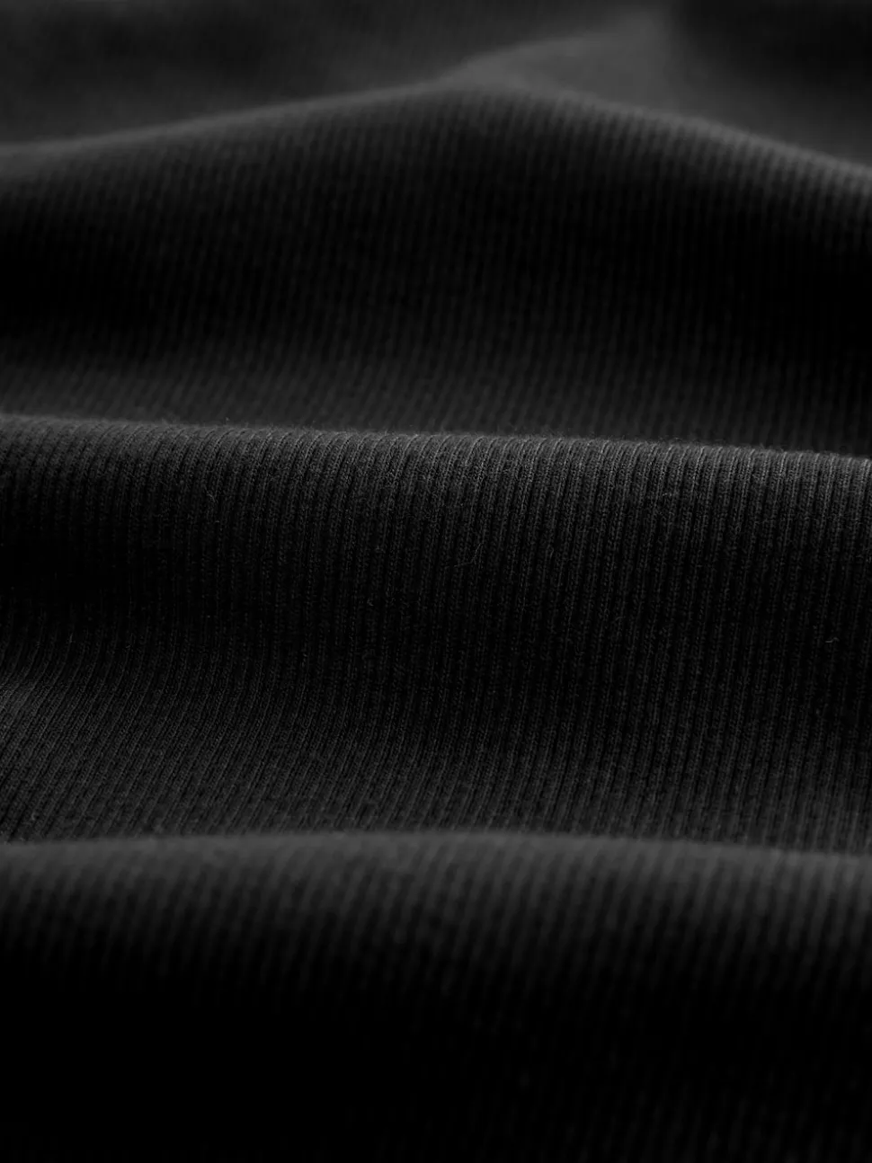 Black Long Sleeve Ribbed Crew Neck Top