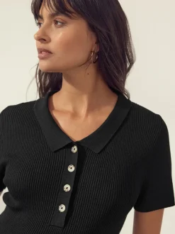 Black Maternity Collared Dress