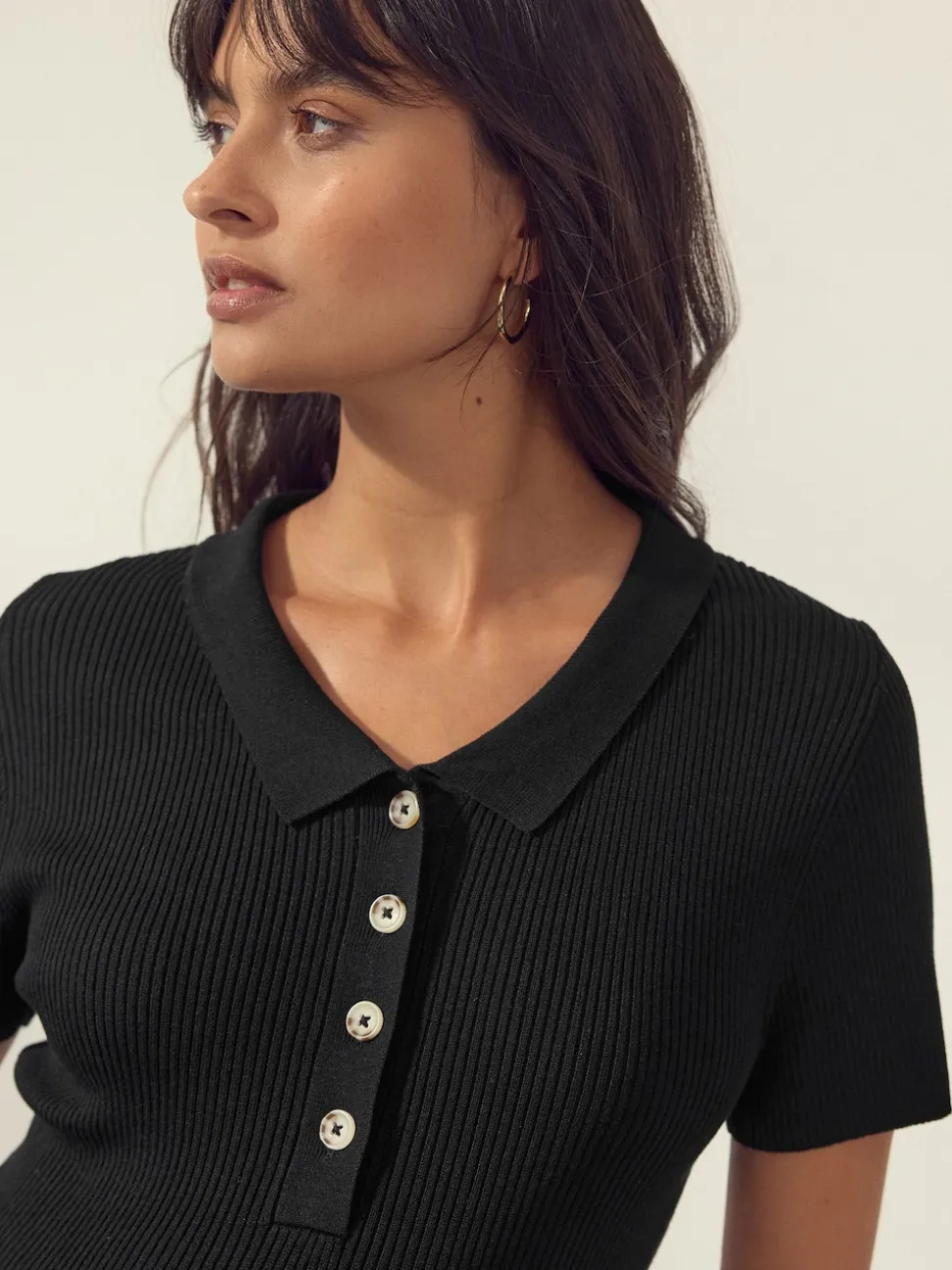 Black Maternity Collared Dress