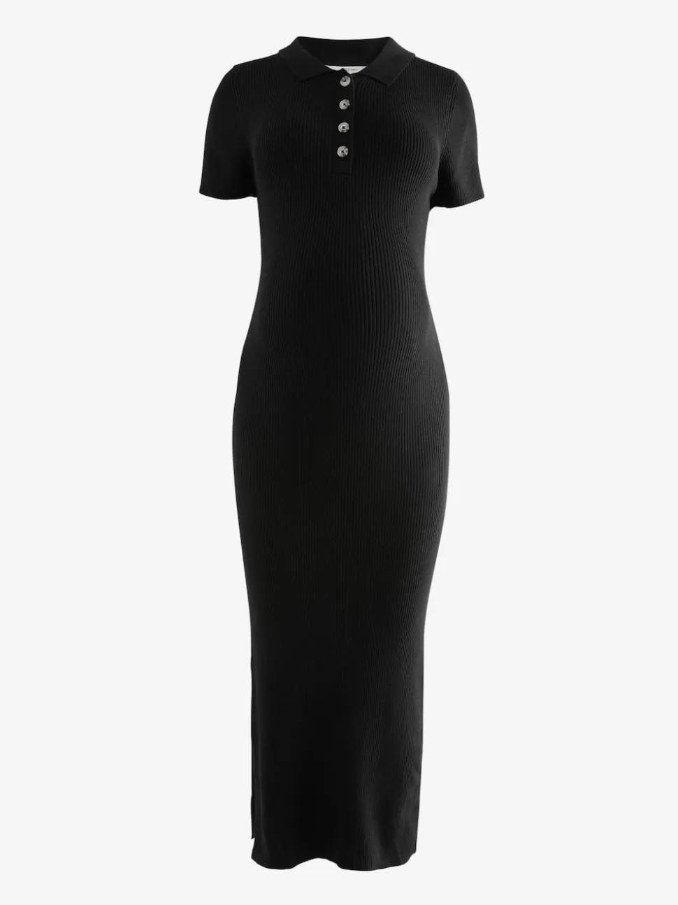 Black Maternity Collared Dress