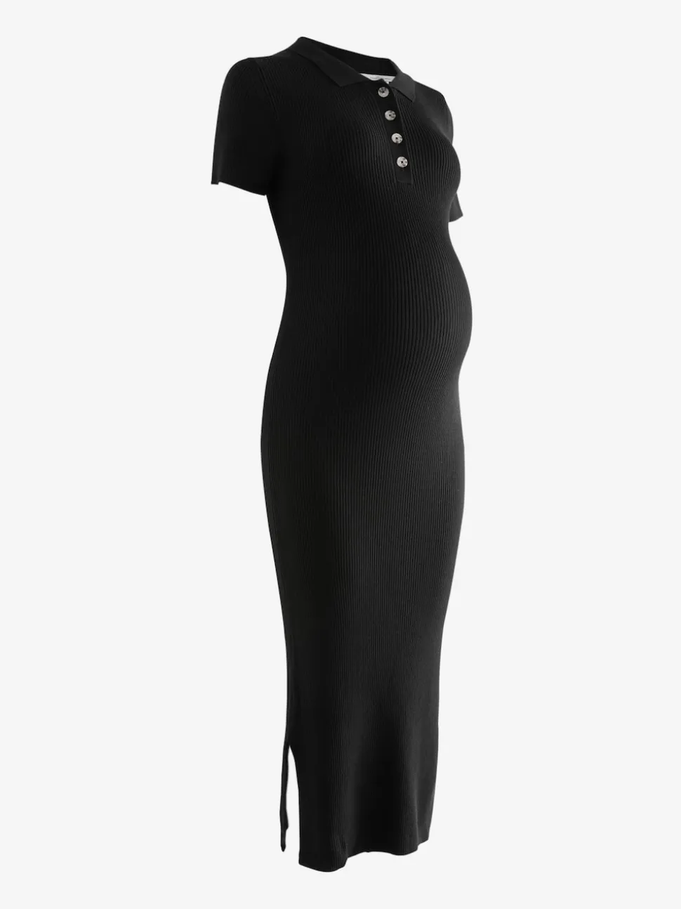 Black Maternity Collared Dress