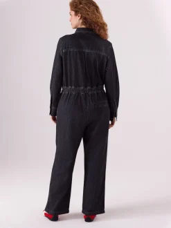 Black Maternity Denim Boilersuit