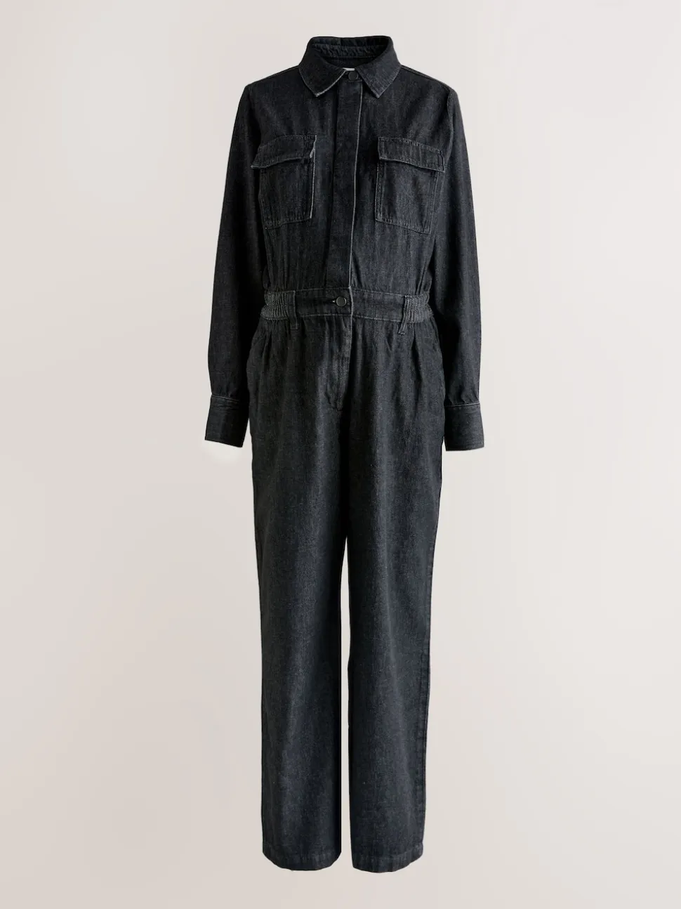 Black Maternity Denim Boilersuit