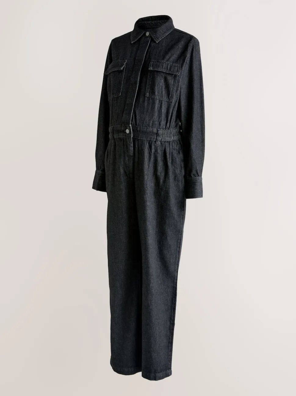 Black Maternity Denim Boilersuit