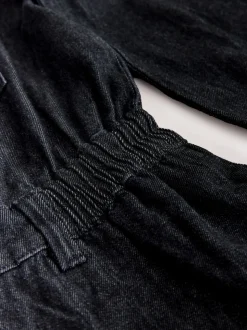 Black Maternity Denim Boilersuit