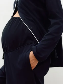 Black Maternity Jersey Button Through Pyjamas