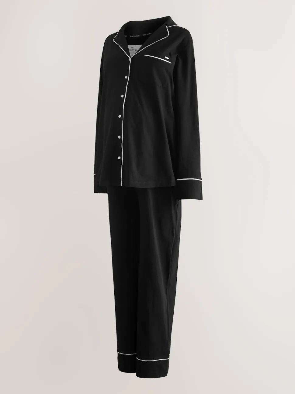 Black Maternity Jersey Button Through Pyjamas