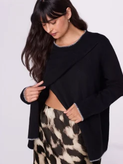 Black Maternity Knitted Nursing Jumper