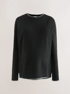 Black Maternity Knitted Nursing Jumper
