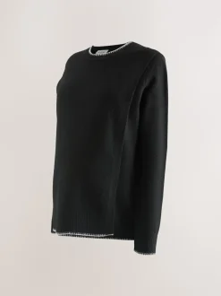 Black Maternity Knitted Nursing Jumper
