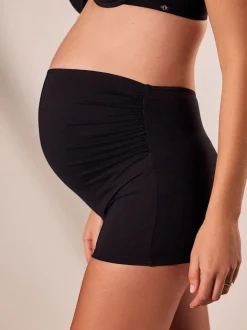 Black Maternity Over Bump Short Bikini Bottoms