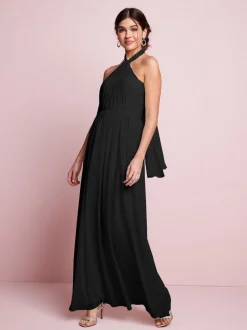 Black Mesh Multiway Wedding Guest Bridesmaid Maxi Dress