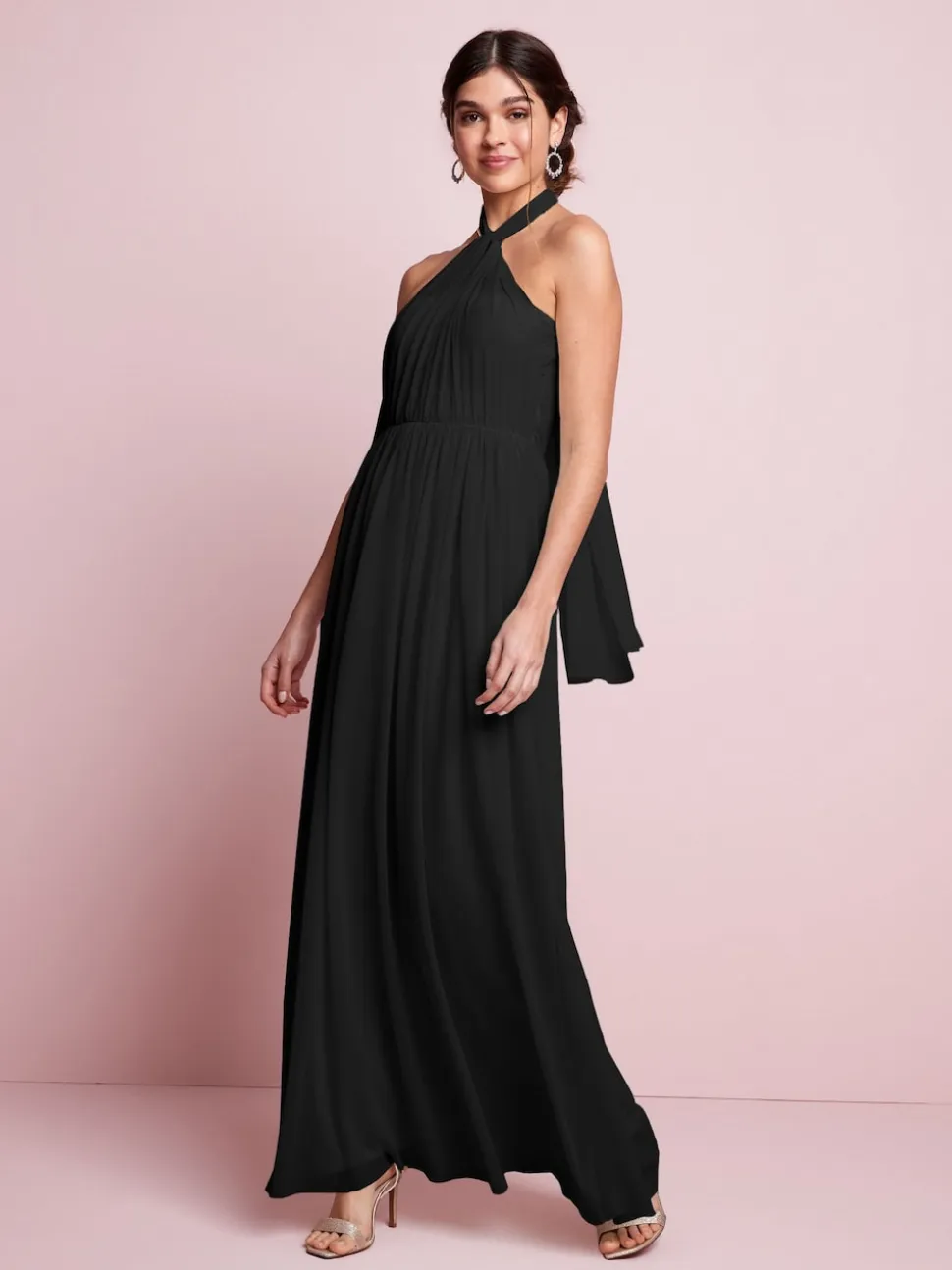 Black Mesh Multiway Wedding Guest Bridesmaid Maxi Dress