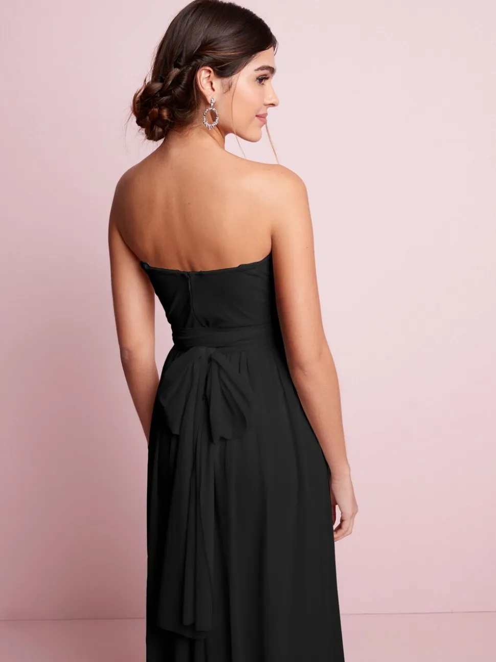 Black Mesh Multiway Wedding Guest Bridesmaid Maxi Dress