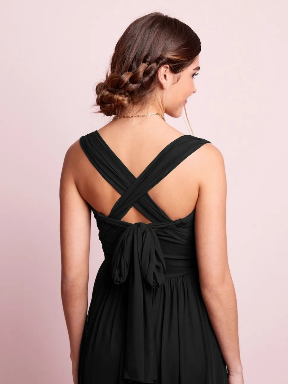 Black Mesh Multiway Wedding Guest Bridesmaid Maxi Dress