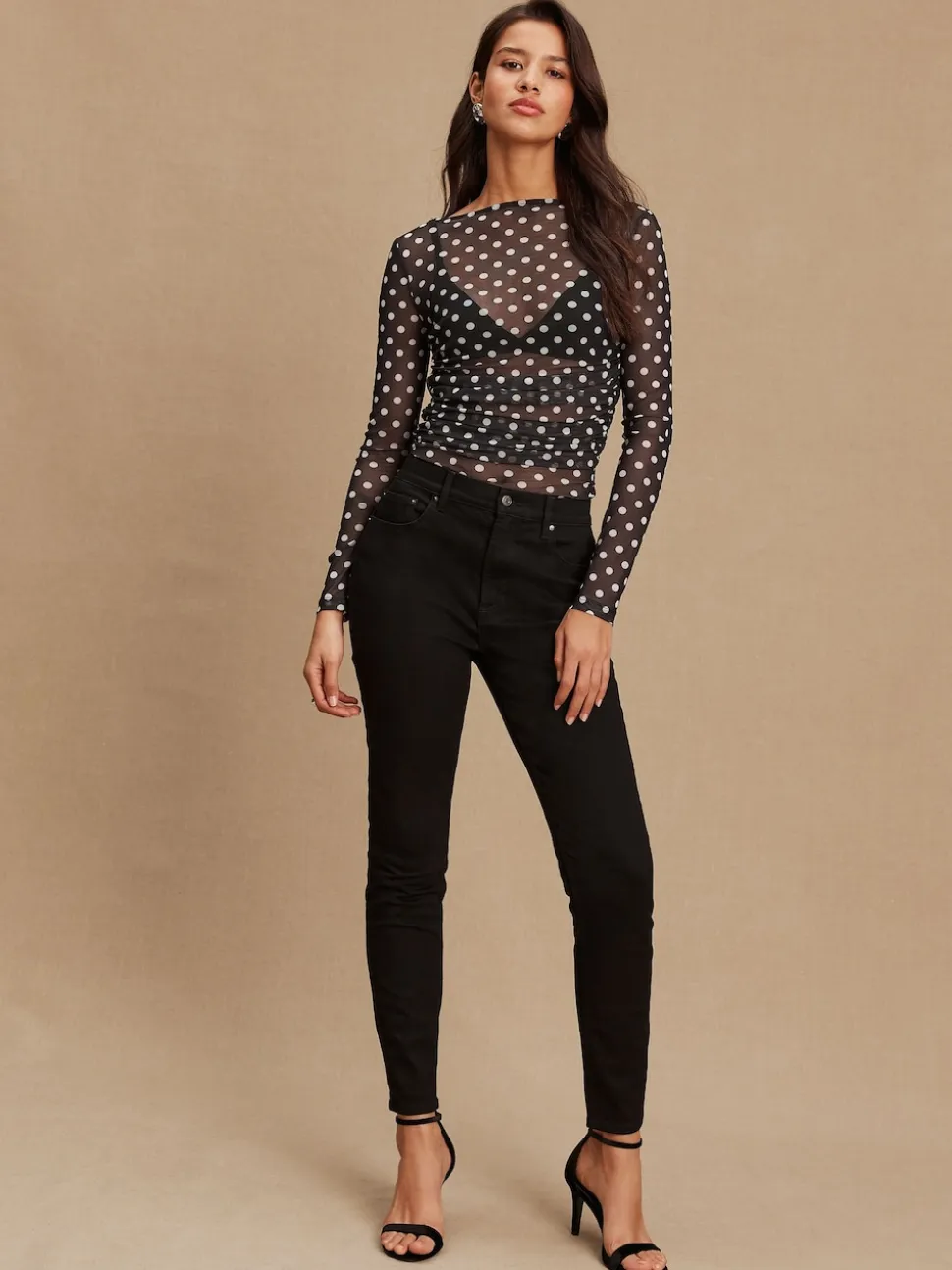 Black Mid Rise Stretch Skinny Jeans