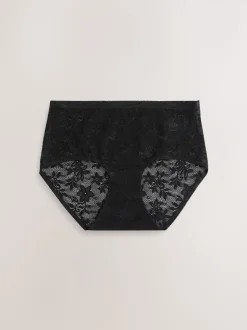 Black Midi All-Over Lace No VPL Knickers 3 Pack
