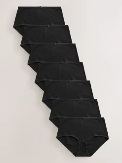 Black Midi Cotton Rich Knickers 7 Pack