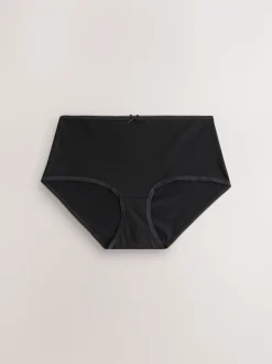 Black Midi Full Briefs Cotton Knickers 10 Pack