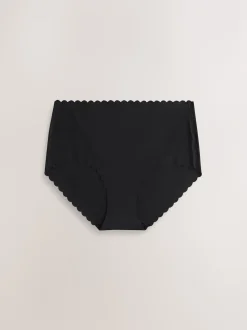Black Midi No VPL Scallop Knickers 3 Pack
