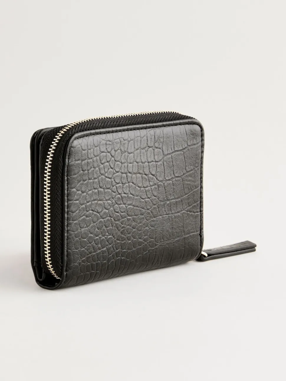 Black Midi Zip Around Purse